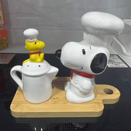 SNOOPY WOODSTOCK IN DOG DISH CERAMIC SALT & PEPPER 海外 即決-