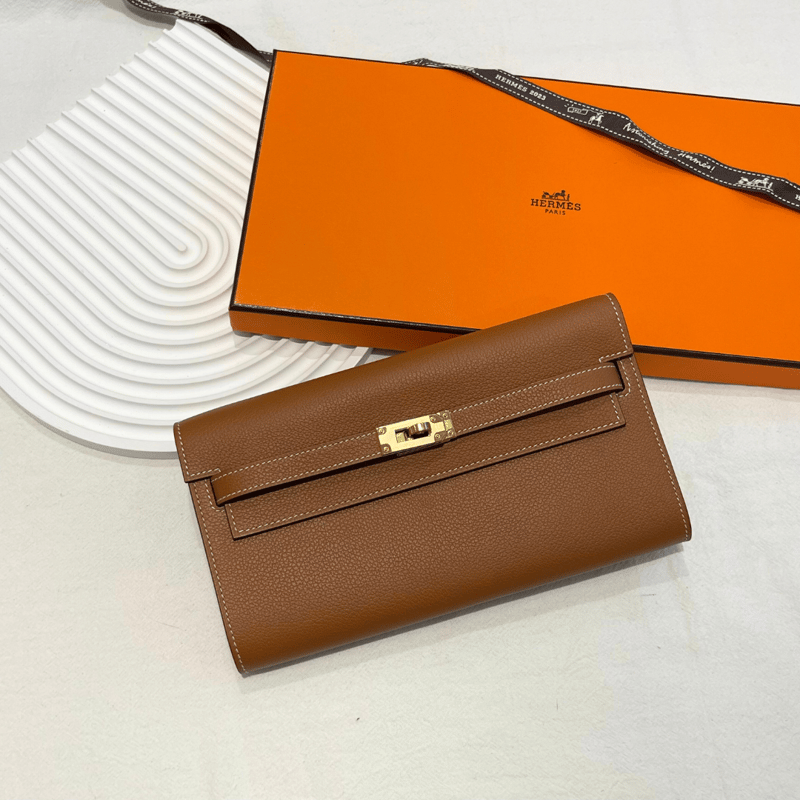  Hermès Calvi Duo Gold 卡包 (金棕) 