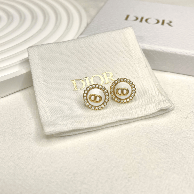 DIOR Petit CD Baroque 金色飾面耳環