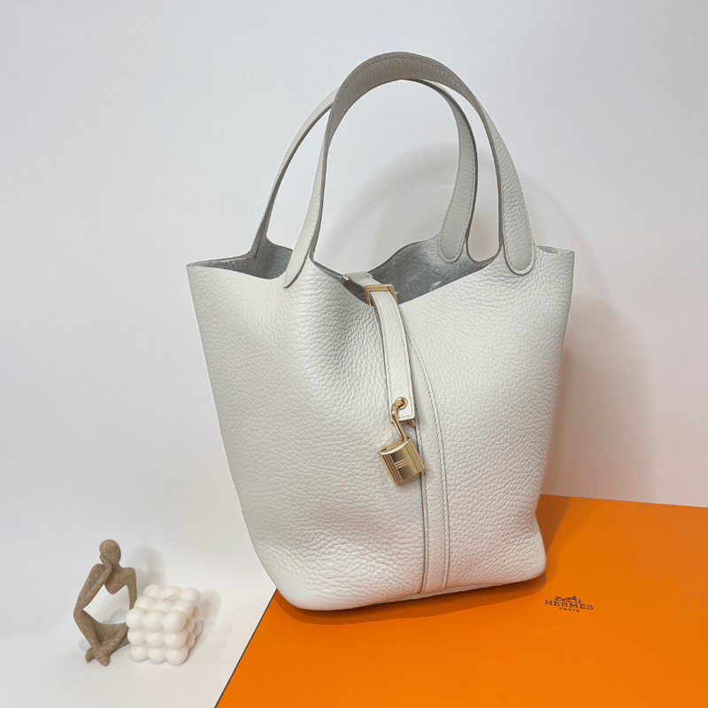 Hermès Picotin 22 (Béton 冰川白/GHW)