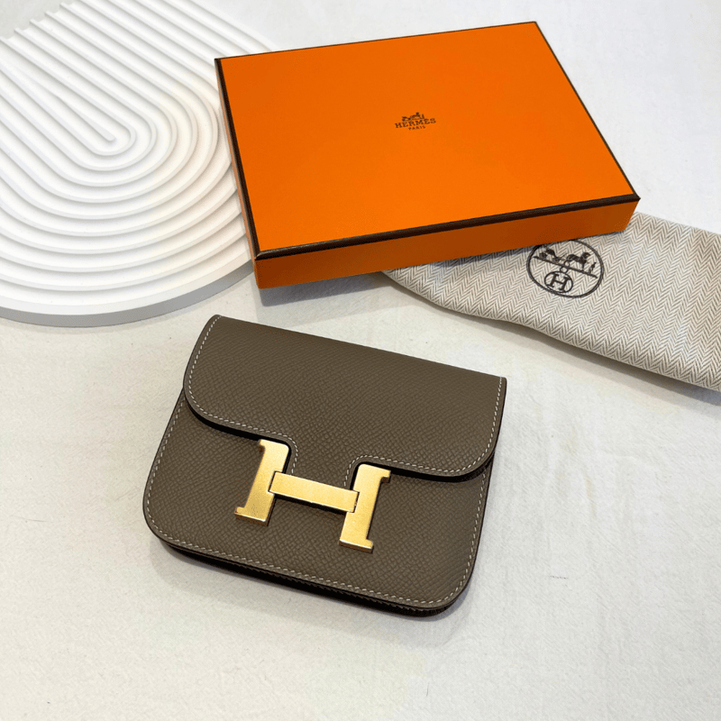 意大利 Hermès Constance Slim Etoupe 錢包 (大象灰色 金扣 Epsom)