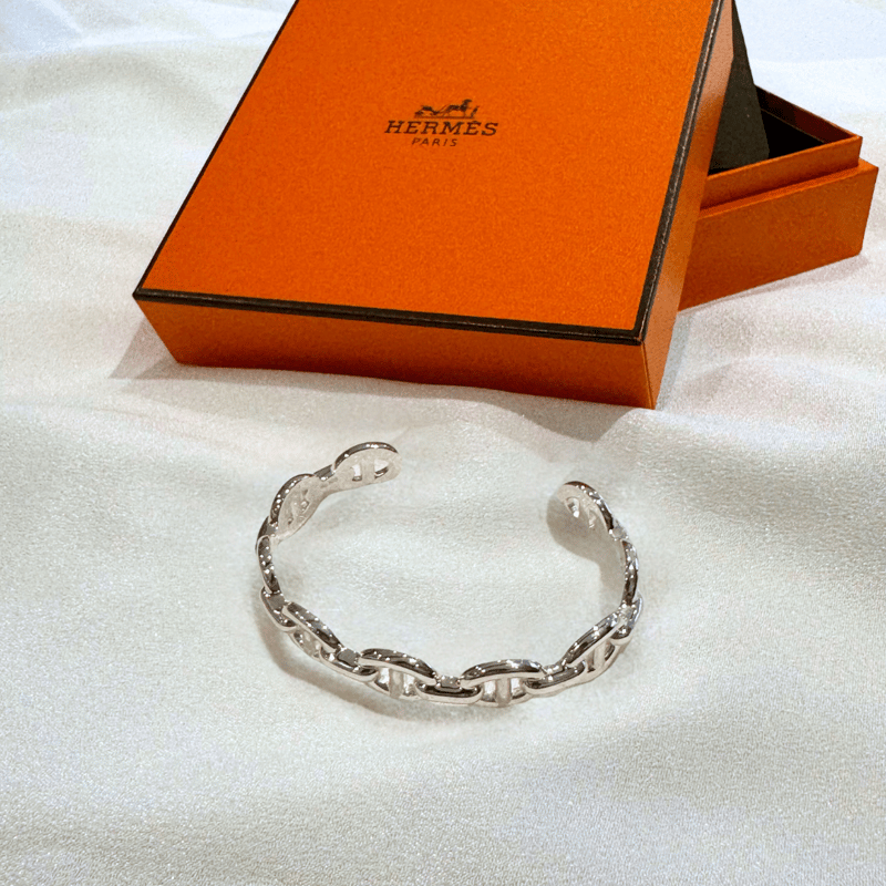 Hermès Chaine d'ancre Enchainee 豬鼻手鈪（銀色 ST）