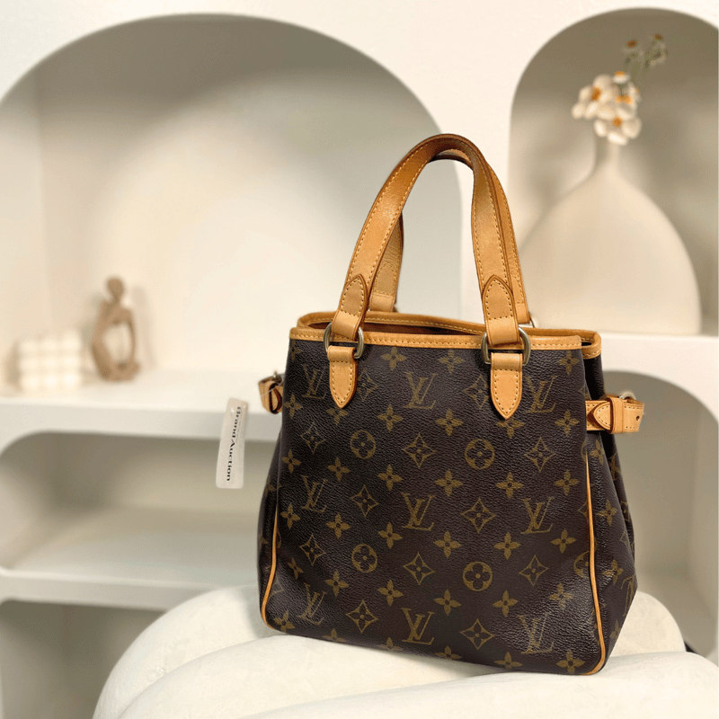 【中古B級】Louis Vuitton Monogram 金扣手挽包